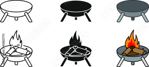 Outdoor Fire Pit icon , vector