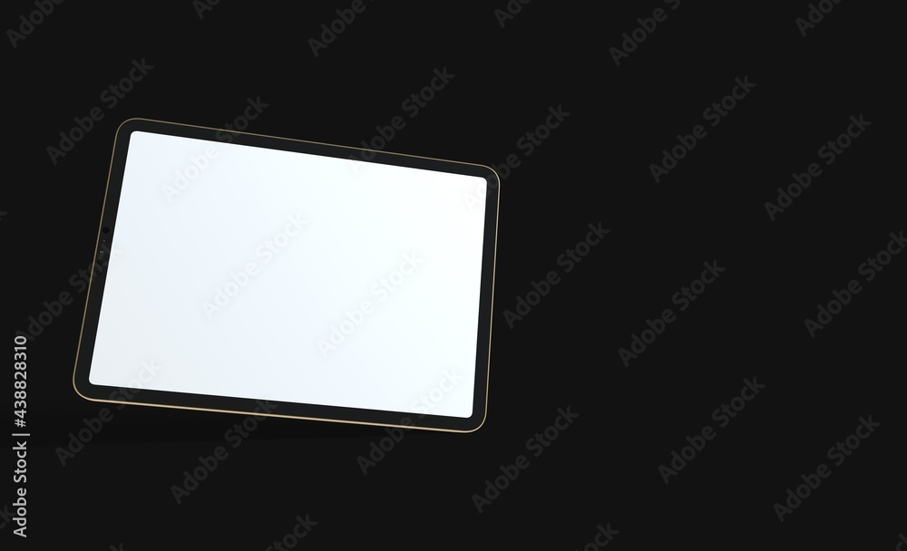 Photo Black tablet computer with blank 3d black background
