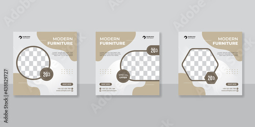 minimalist promotion square web banner for social media furniture sale