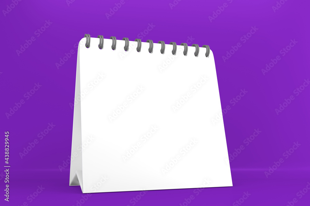 white calendar on purple background.3D rendering white calendar on purple background.3D rendering