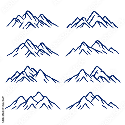 mountain peaks set collection hand drawn