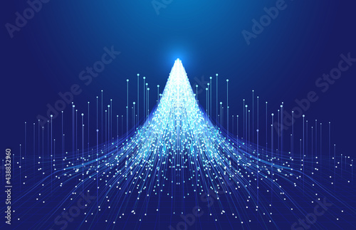 Photography Point and line particles converge in the shape of snow and ice peaks