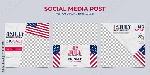 Modern social media post banner template design for US independence day celebration