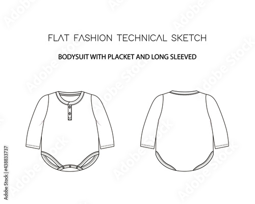BODYSUIT WITH PLACKET AND LONG SLEEVED