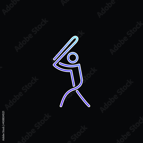 Baseball Player Playing Stick Man blue gradient vector icon