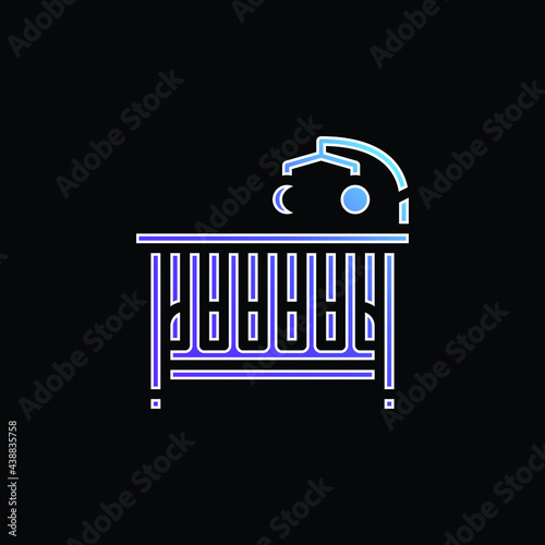 Baby Bed blue gradient vector icon photo