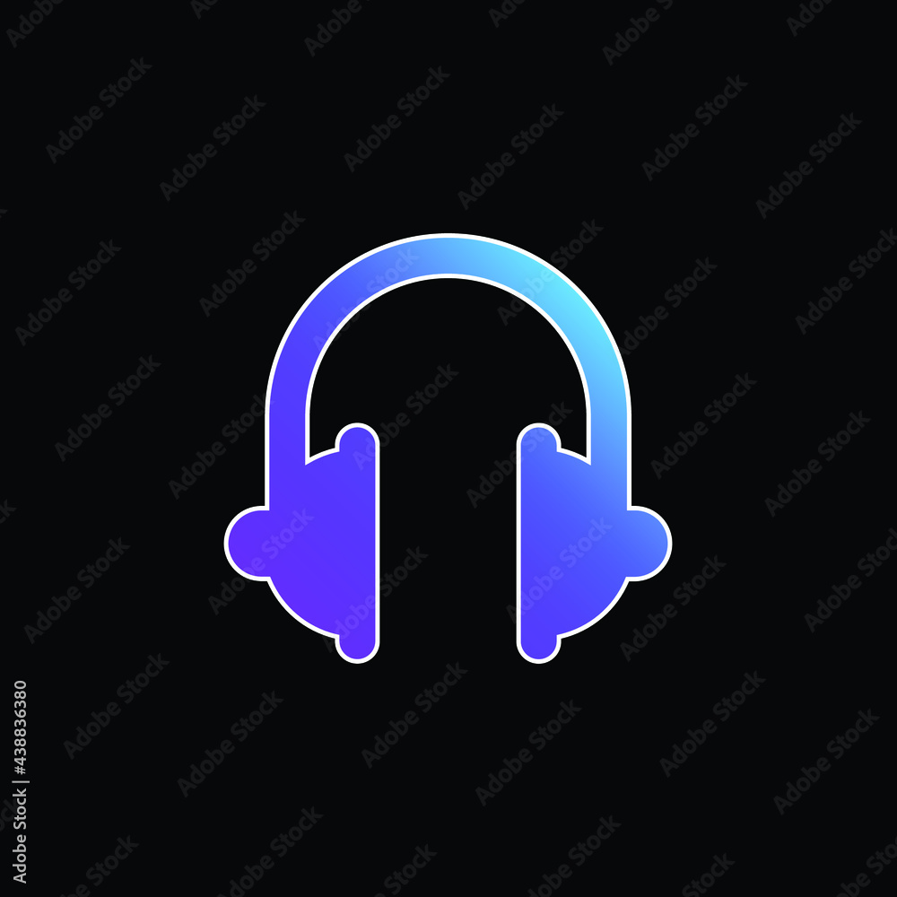 Big Headphones blue gradient vector icon Big Headphones blue gradient vector icon
