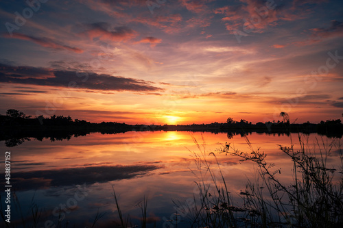 Beautiful cloud and sky on sunset landscape.