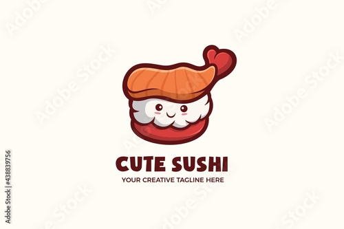 Little Cute Sushi Mascot Character Logo Template
