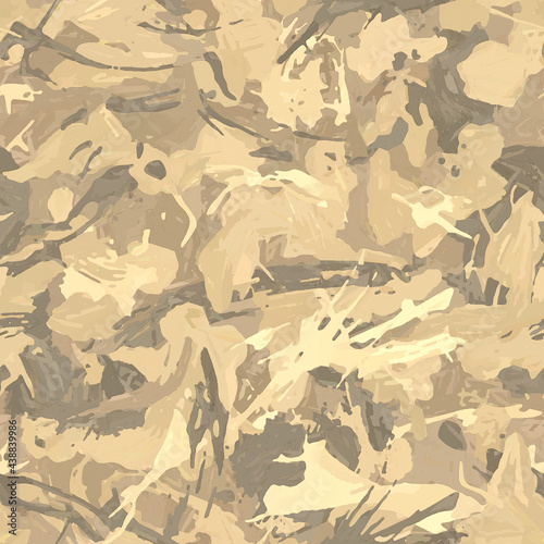 Grunge camouflage pattern, brown color. Urban fashion clothing style masking camo print. Pastel colors seamless texture. Design element. Raster copy illustration 