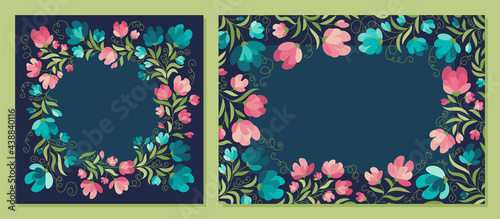 Summer flowers - vector frame, poster, banner, card, template. Summer mood. Hello summer © Julia