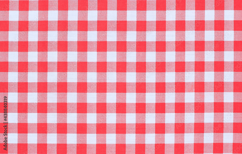 red and white checkered tablecloth texture background.
