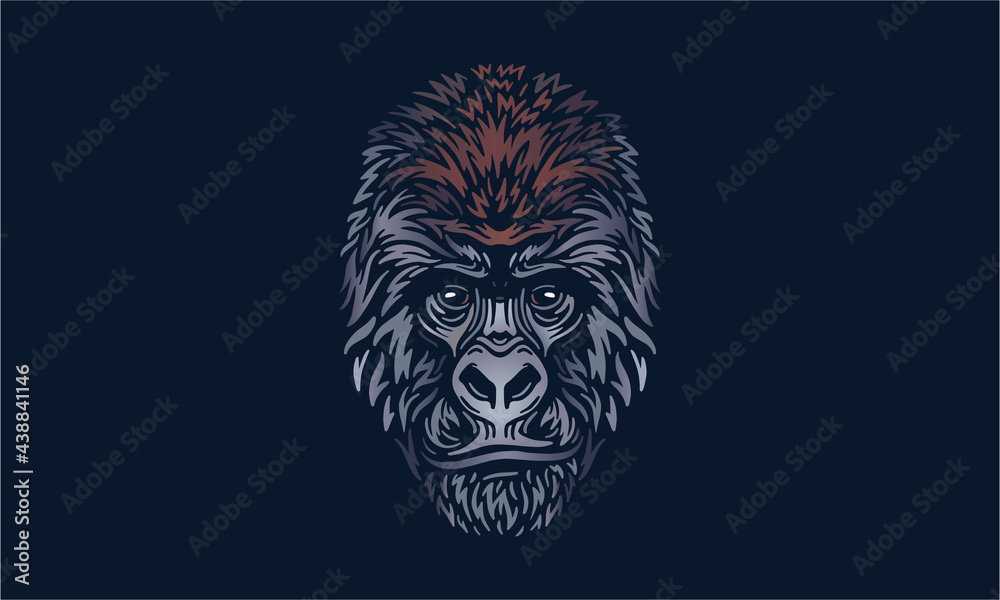 Mountain gorilla portrait on dark background Mountain gorilla portrait on dark background