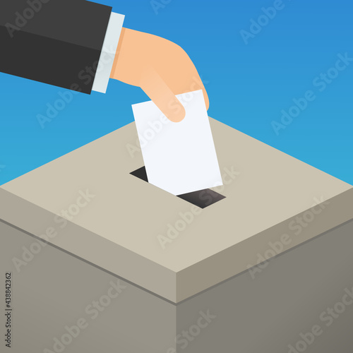 Place a ballot in a ballot box (Flat design)
