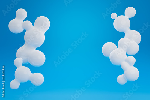 Balls abstract illustration. Realistic 3d background with organic spheres 3D render.