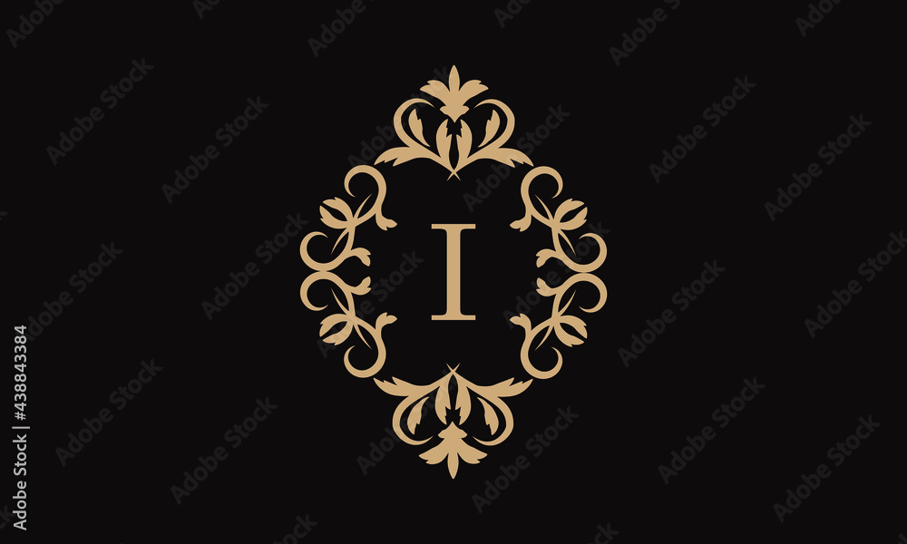 Elegant logo for business. Exquisite company brand icon, boutique. Monogram with the letter I.