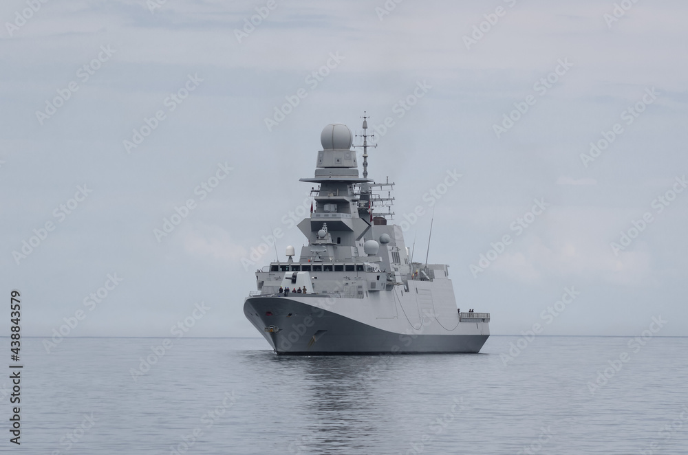 WARSHIP - Guided missile frigate on the sea WARSHIP - Guided missile frigate on the sea