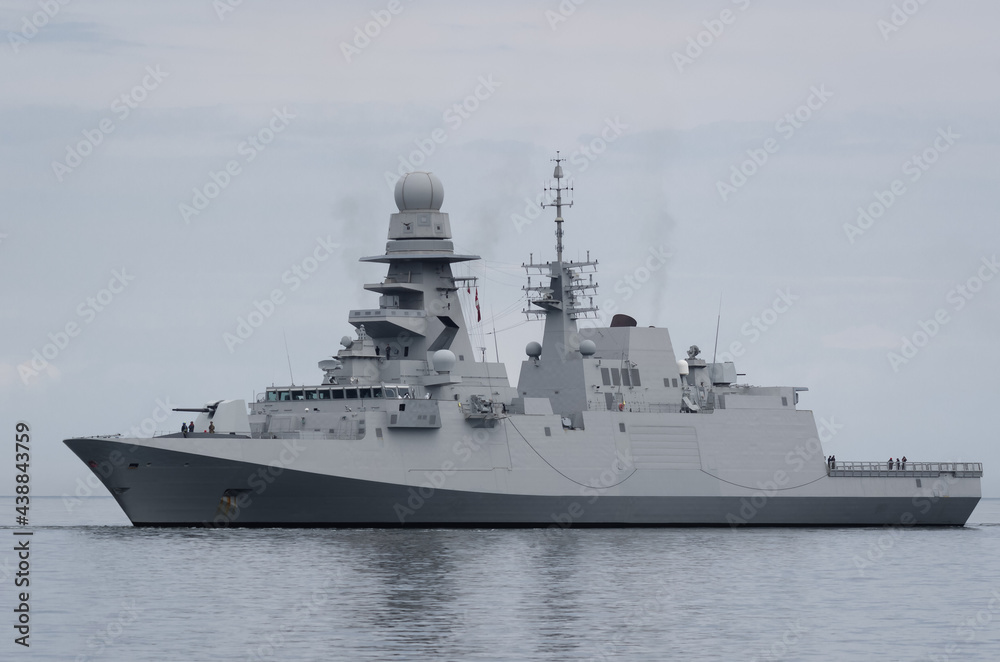 WARSHIP - Guided missile frigate on the sea WARSHIP - Guided missile frigate on the sea