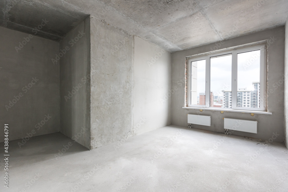 interior of the apartment without decoration in gray colors interior of the apartment without decoration in gray colors