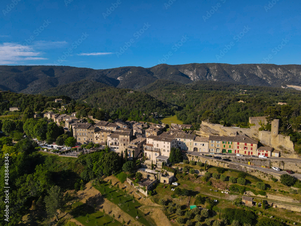 Aerial view of the Village of Ménerbes, in provence France. Selected as one of the Plus Beaux villages de France