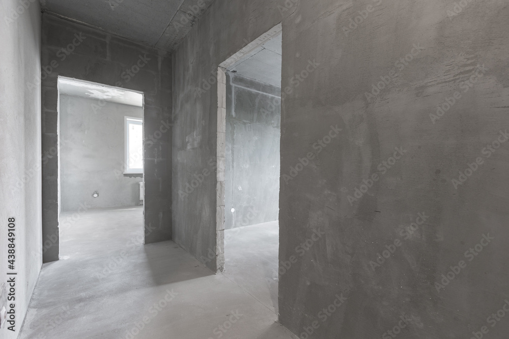 interior of the apartment without decoration in gray colors interior of the apartment without decoration in gray colors