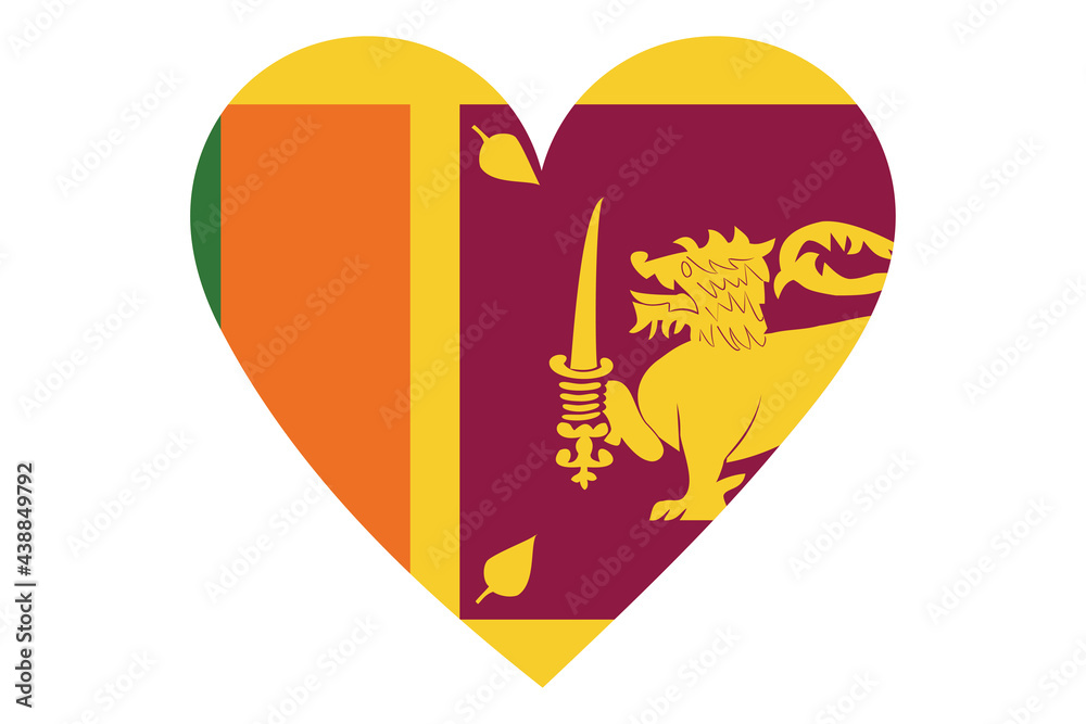 Heart flag vector of Sri Lanka on white background. Heart flag vector of Sri Lanka on white background.