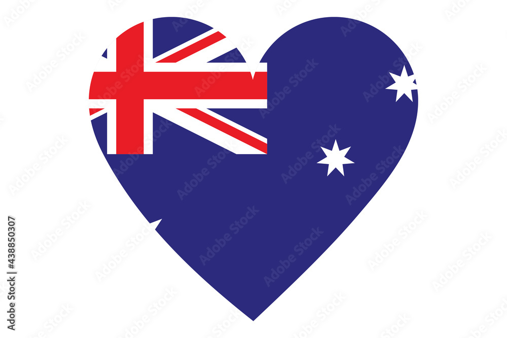 Heart flag vector of Australia on white background.