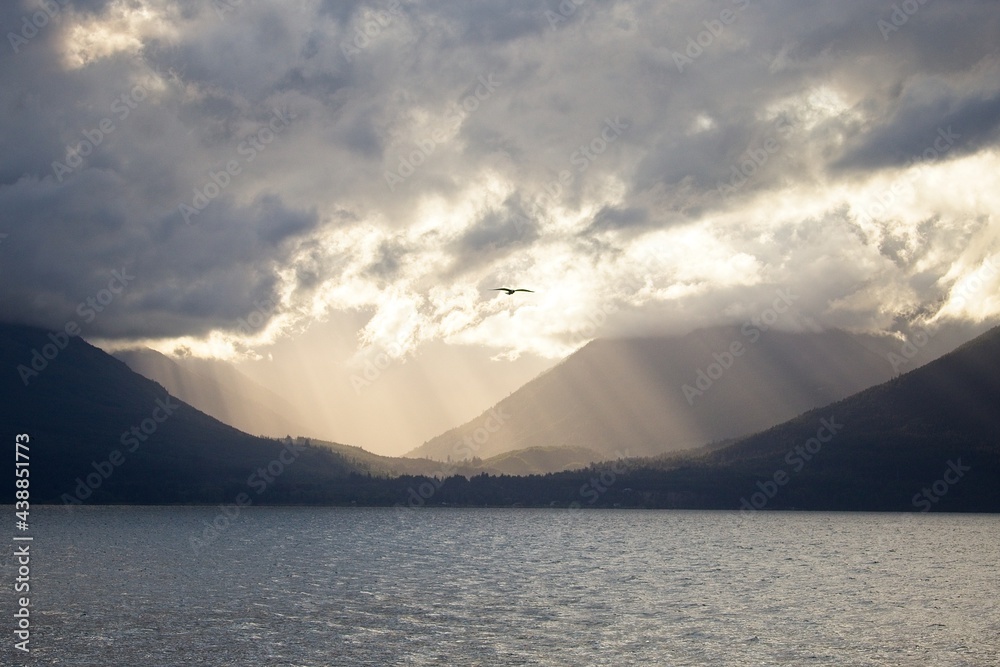 Rays of sunshine breaking through the clouds like angels from heaven coming down to earth