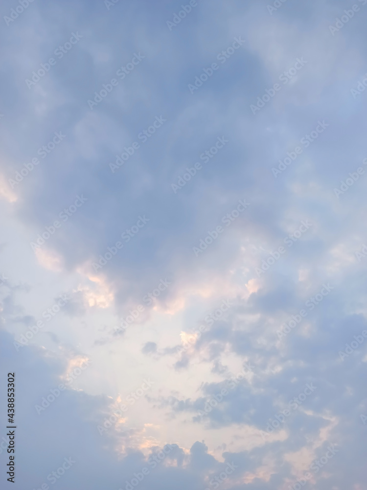 sky background with beautiful sky-blue clouds. air texture vertical image