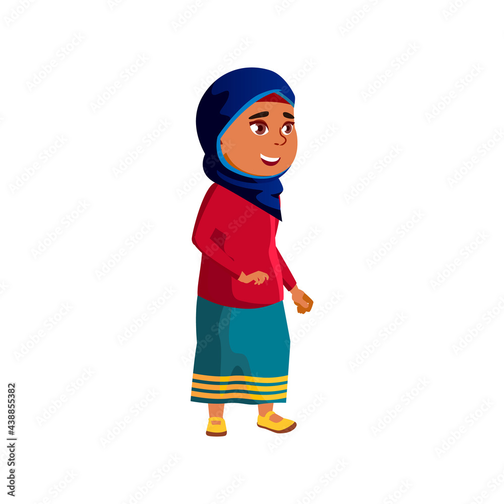 smiling arabian girl kid walking on urban street cartoon vector. smiling arabian girl kid walking on urban street character. isolated flat cartoon illustration smiling arabian girl kid walking on urban street cartoon vector. smiling arabian girl kid walking on urban street character. isolated flat cartoon illustration