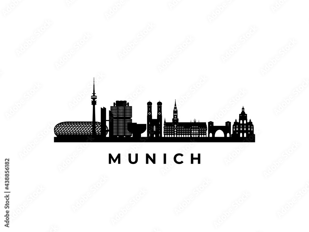 Vector Munich skyline. Travel Munich famous landmarks. Business and tourism concept for presentation, banner, web site.