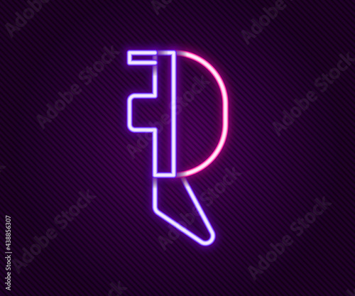 Glowing neon line Fencing helmet mask icon isolated on black background. Traditional sport defense. Colorful outline concept. Vector