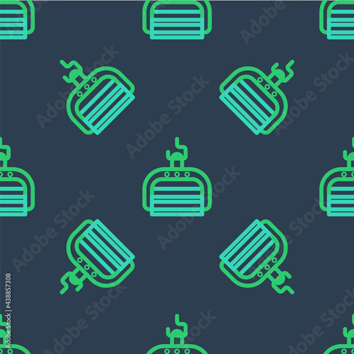 Line Ski lift icon isolated seamless pattern on blue background. Vector