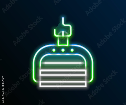 Glowing neon line Ski lift icon isolated on black background. Colorful outline concept. Vector