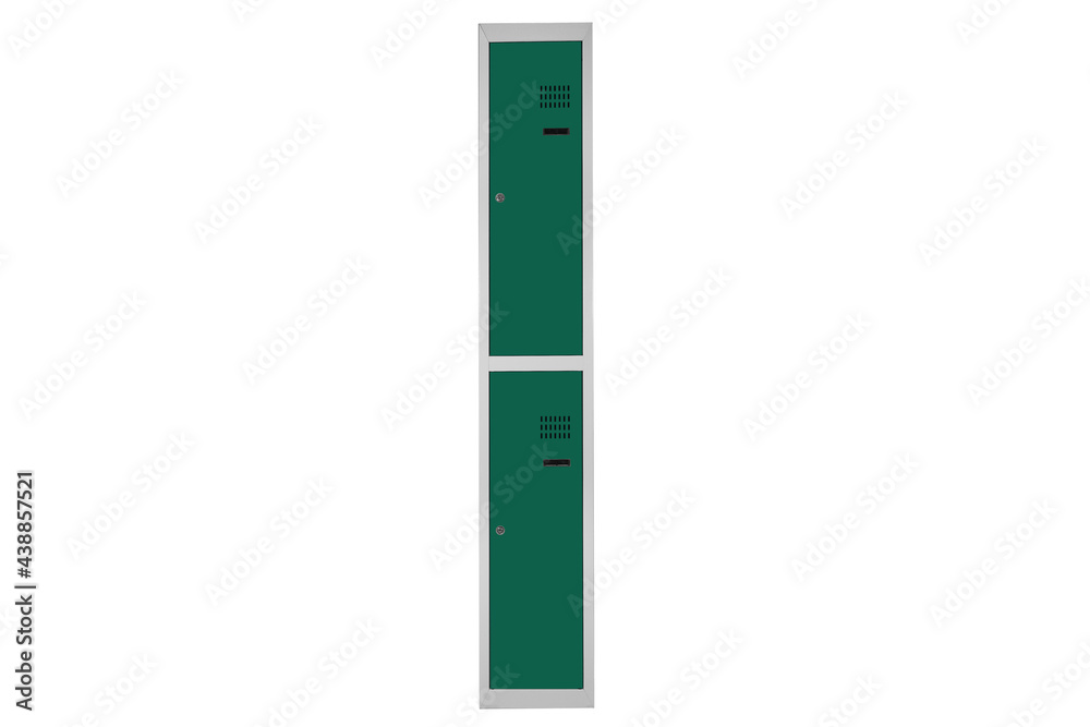 Green lockers for locker room. Change room metal box