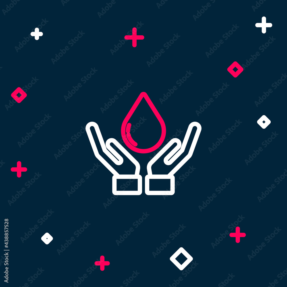 Line Washing hands with soap icon isolated on blue background. Washing hands with soap to prevent virus and bacteria. Colorful outline concept. Vector Line Washing hands with soap icon isolated on blue background. Washing hands with soap to prevent virus and bacteria. Colorful outline concept. Vector