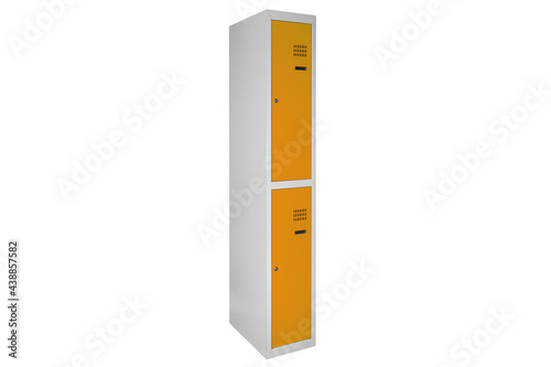 Yellow lockers for locker room. Change room metal box