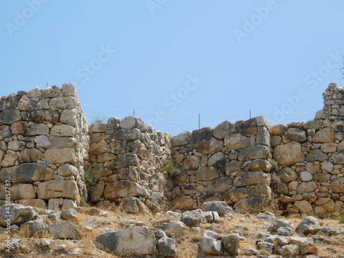 View of the walls of ancient prehistoric citadel of Mycenae