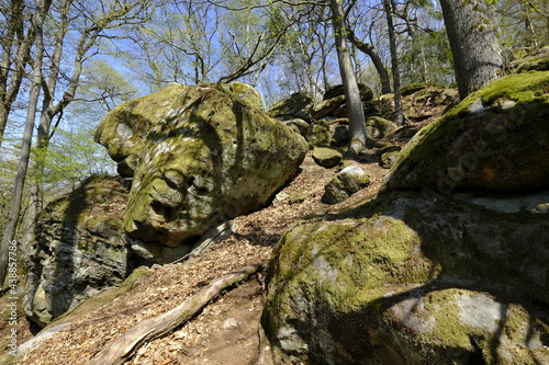 Felsenlabyrinth unterhalb der Ruine der Nordburg Lichtenstein in Lichtenstein, Naturpark Haßberge, Landkreis Hassberge, Unterfranken, Franken, Bayern, Deutschland photo