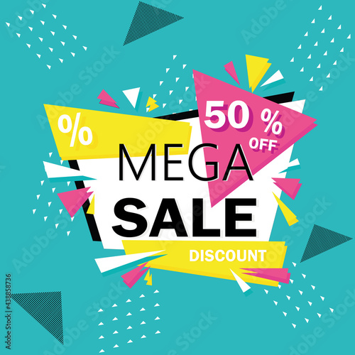 Sale advertisement. Registration of a poster and banner for the store. Super sale with percent.