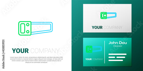 Line Hand saw icon isolated on white background. Colorful outline concept. Vector