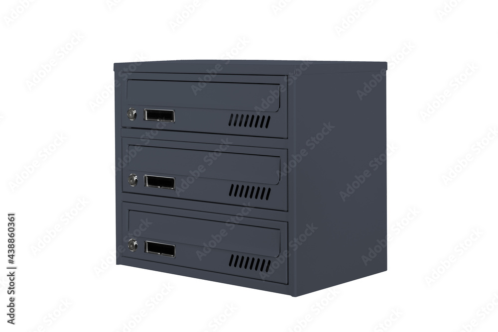 Mailboxes in the condo. metal mailbox with lockable center in condo. Mailbox on the white background isolated Mailboxes in the condo. metal mailbox with lockable center in condo. Mailbox on the white background isolated
