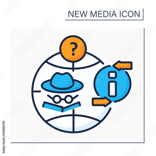 Anonymous social networks color icon. Share, interact around content and information anonymously.Authentic and safe communication.New media concept. Isolated vector illustration