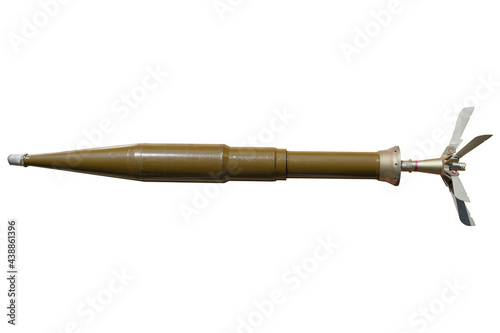 Fotobehang hand-held anti-tank grenade launcher shell isolated on white background