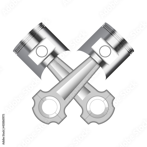 Two engine piston isolated on white background, vector illustration