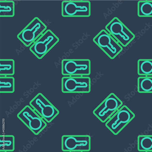 Line Metal mold plates for casting keys icon isolated seamless pattern on blue background. Set for mass production and forgery of the keys. Vector