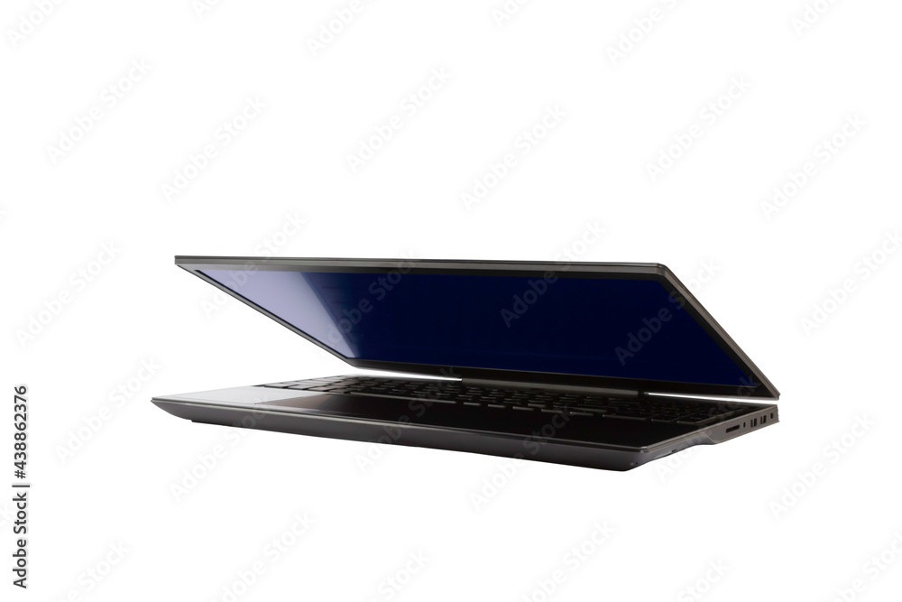 One new laptop on a white background, laptop isolate, modern technology One new laptop on a white background, laptop isolate, modern technology