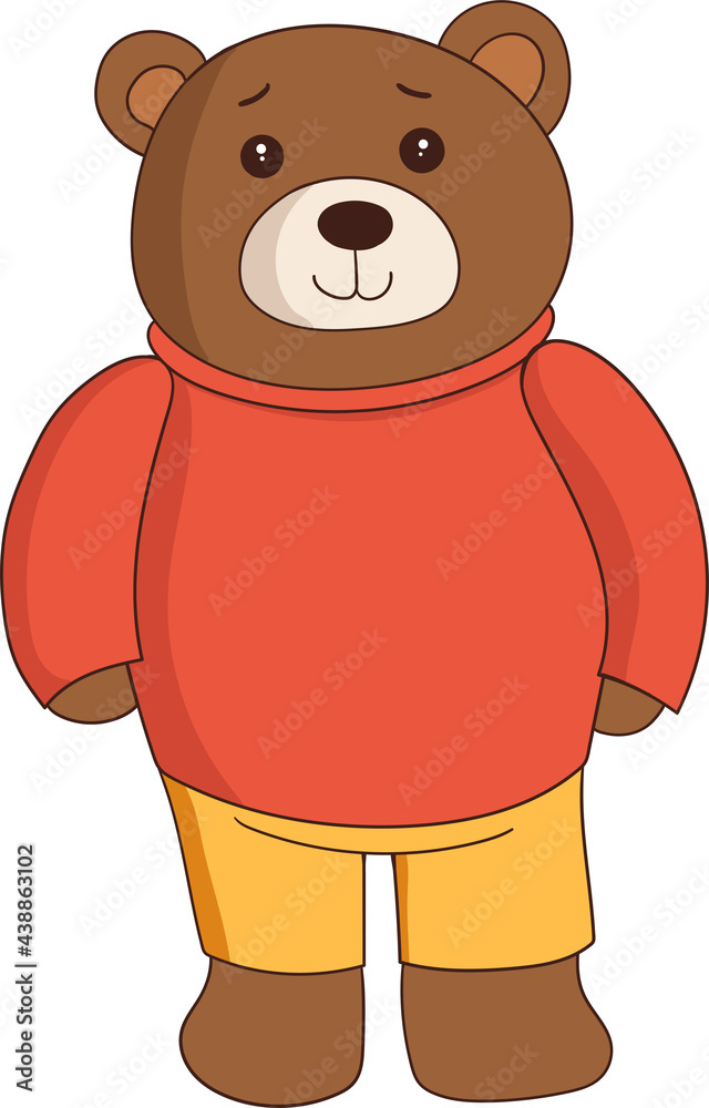 Vector illustration of a cute bear,teddy-bear character in beautiful and cute clothes.