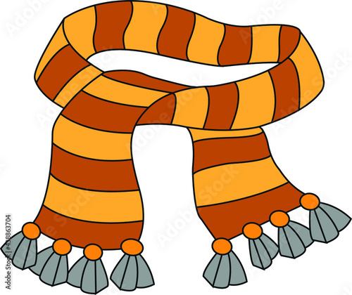 Autumn orange and yellow vector scarf flat illustration