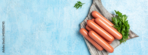Vegan sausages, vegetable, Food swap. Clean eating, plant based food concept, Long banner format. top view